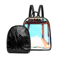 Load image into Gallery viewer, 2pcs/set PVC Transparent Jelly Color Sequins Women Backpack