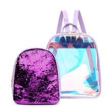 Load image into Gallery viewer, 2pcs/set PVC Transparent Jelly Color Sequins Women Backpack